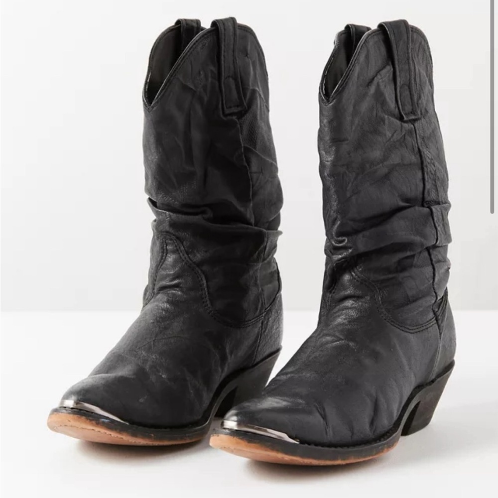 Dingo Slouch Cowboy Boots Black Leather Western boot Biker women’s size 6 - Picture 1 of 10